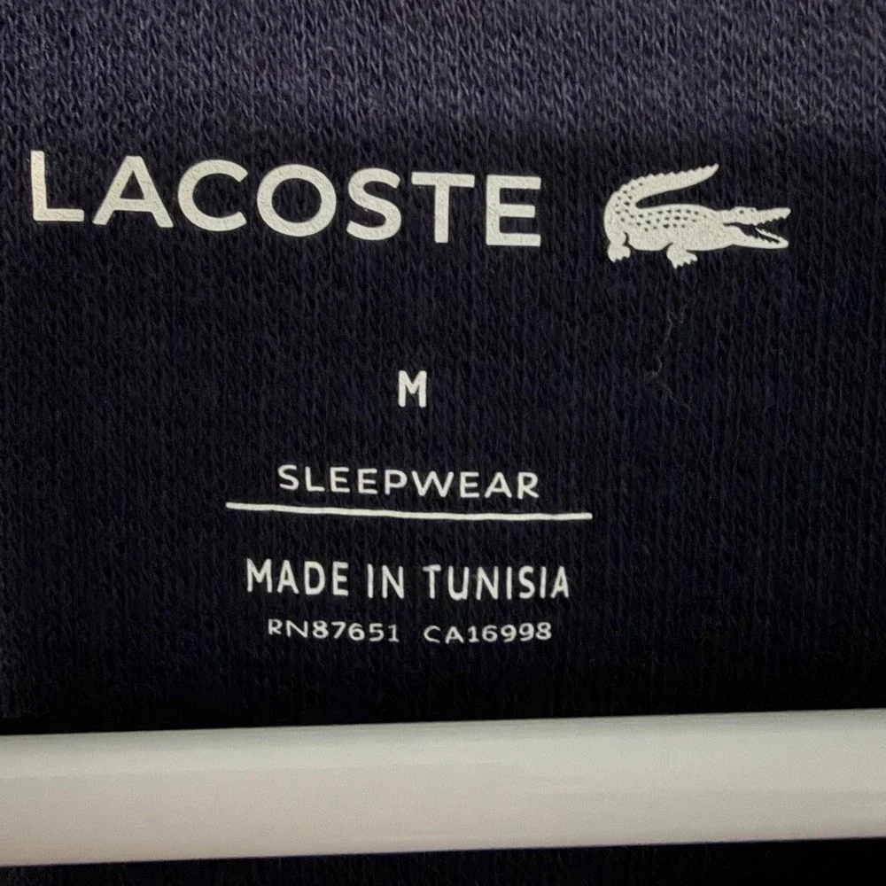 Lacoste Men's Size M Navy Waffle Knit Thermal Long Sleeve Sleepwear Shirt 0740